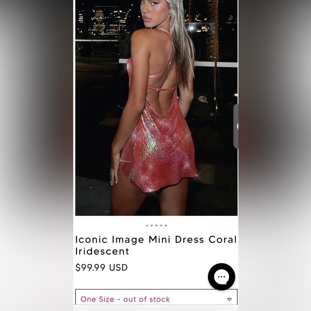 Iconic Image Mini Dress Coral Iridescent